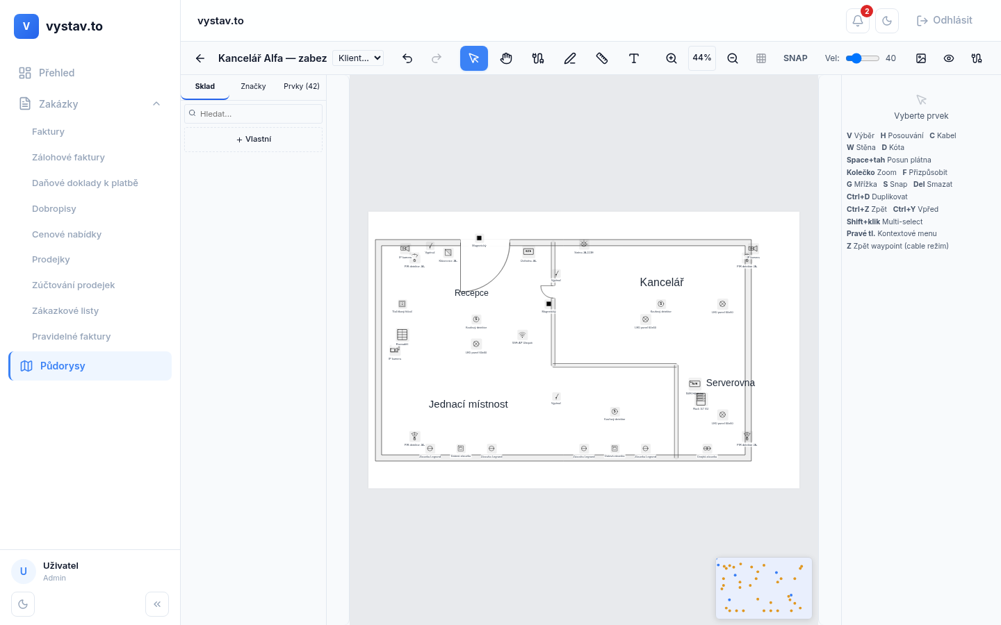 vystav.to — editor půdorysu