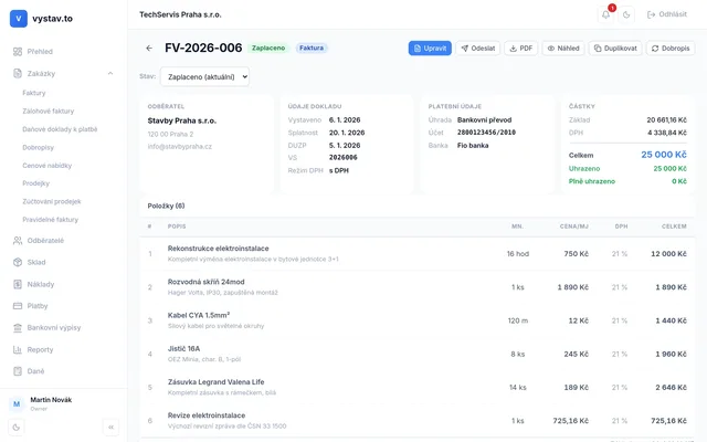 Povinné náležitosti faktury — detail faktury